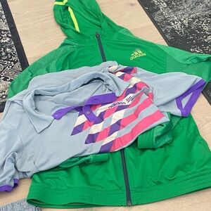 Adidas Green and Blue Jacket with Colorful Polo